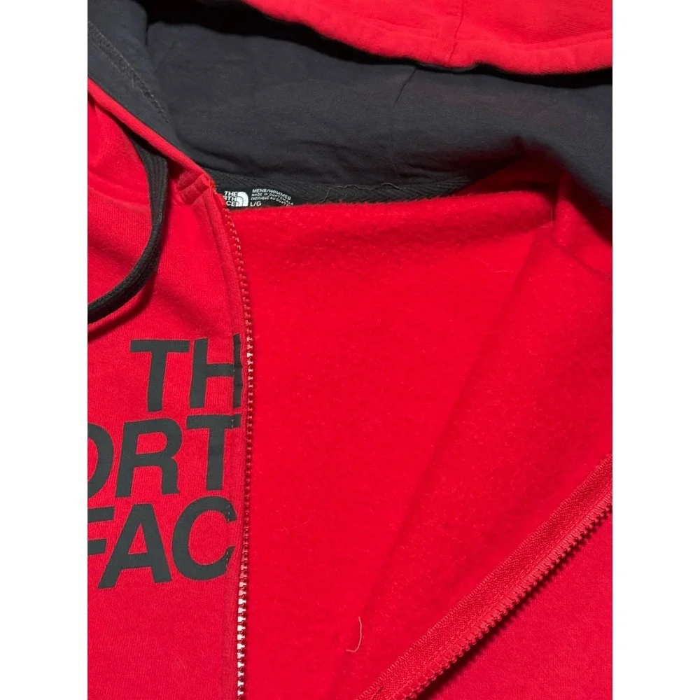 The North Face Full Zip Sweatshirt‎ Logo Hoodie Red Size Large Outdoors